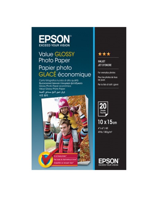 Imagen 0 de Papel fotográfico Epson Glossy Photo 10x15 cm, 183 g/m2, 20 hojas