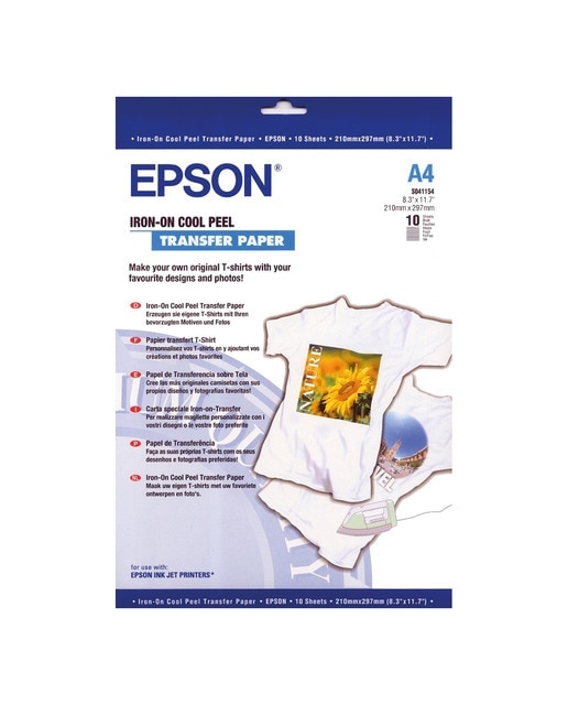 Epson - Papel de transferencia térmica Epson Iron-On, A4, 124 g-m2, 10 hojas.