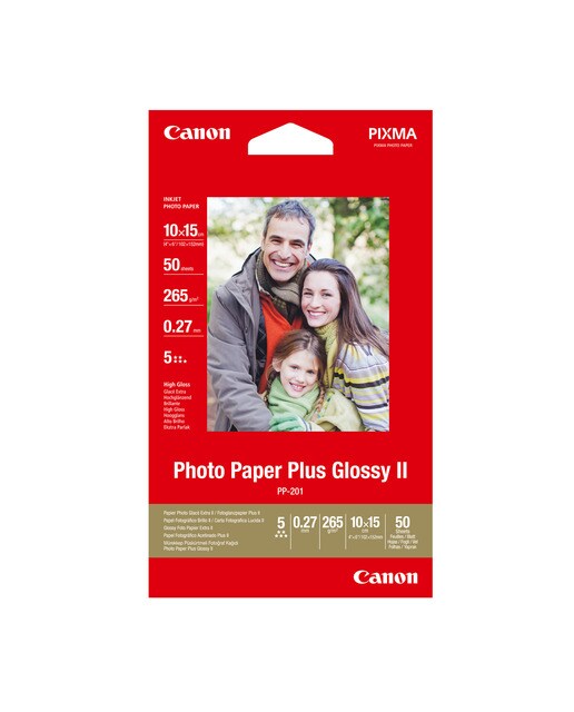 Imagen 0 de Papel fotográfico Canon Brillo II Plus PP 201, 10x15cm, 265 g/m2, 50 hojas