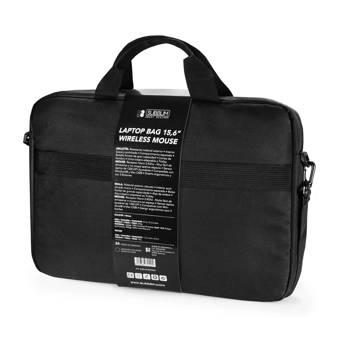 Maletín negro + ratón inalámbrico Subblim Select Pack para portátiles hasta 15,6" Negro-5