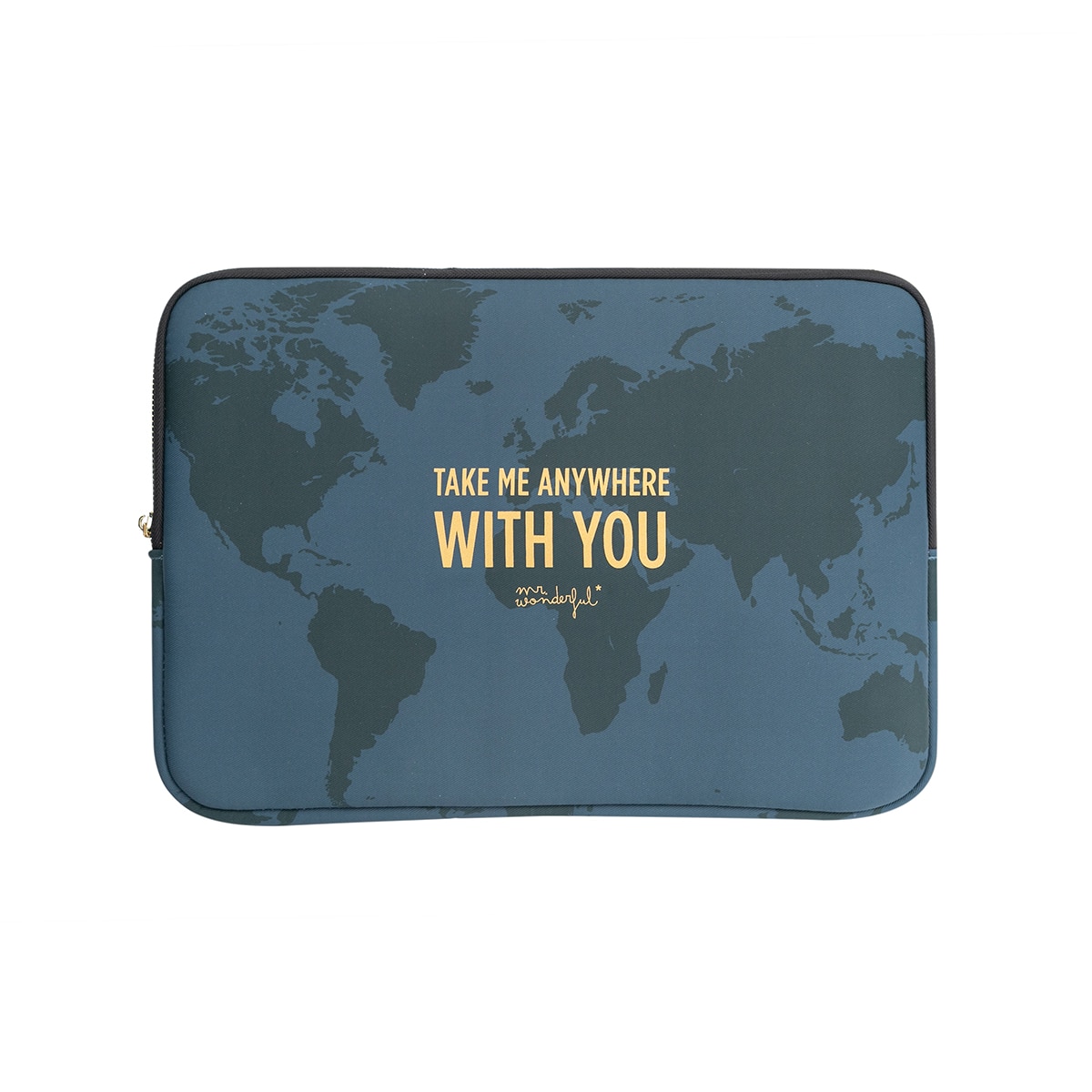 Funda universal Mr Wonderful "Take me anywhere with you" para portátiles hasta 16" Azul / Dorado-1