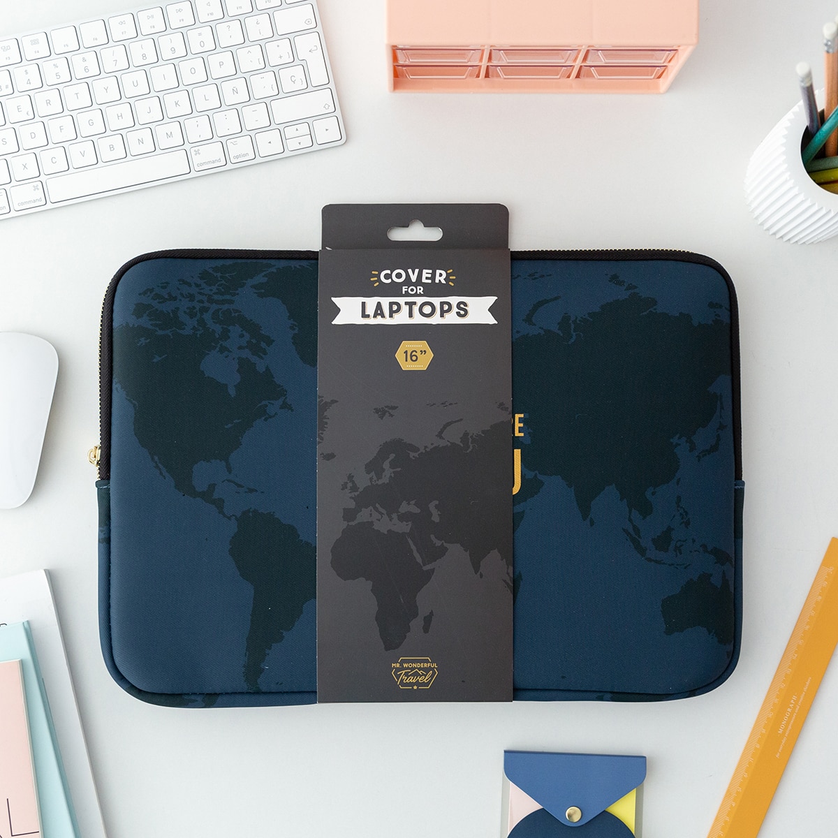 Funda universal Mr Wonderful "Take me anywhere with you" para portátiles hasta 16" Azul / Dorado-5