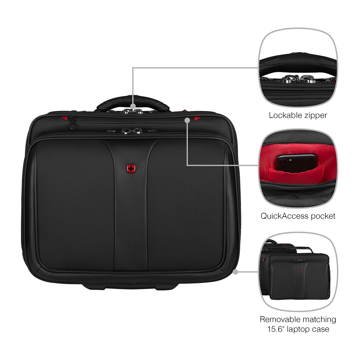 Trolley con ruedas Wenger Patriot negro para portátiles de 17" Negro-9