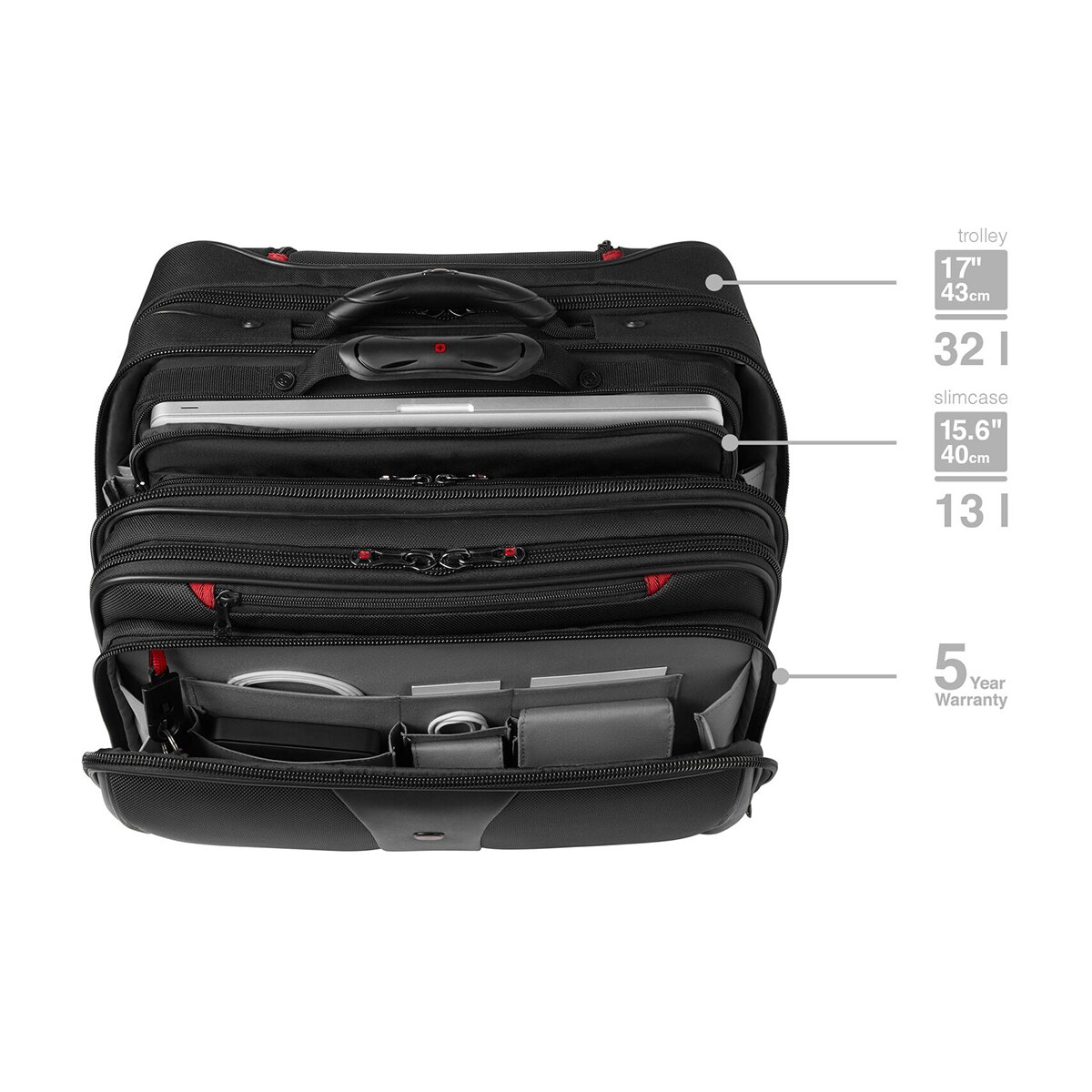 Trolley con ruedas Wenger Patriot negro para portátiles de 17" Negro-10