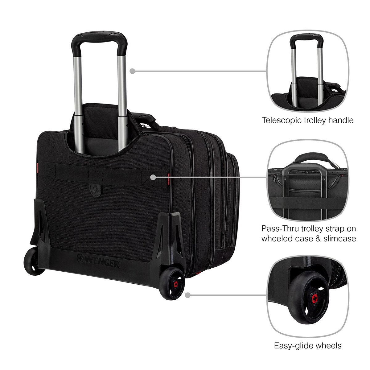 Trolley con ruedas Wenger Patriot negro para portátiles de 17" Negro-11