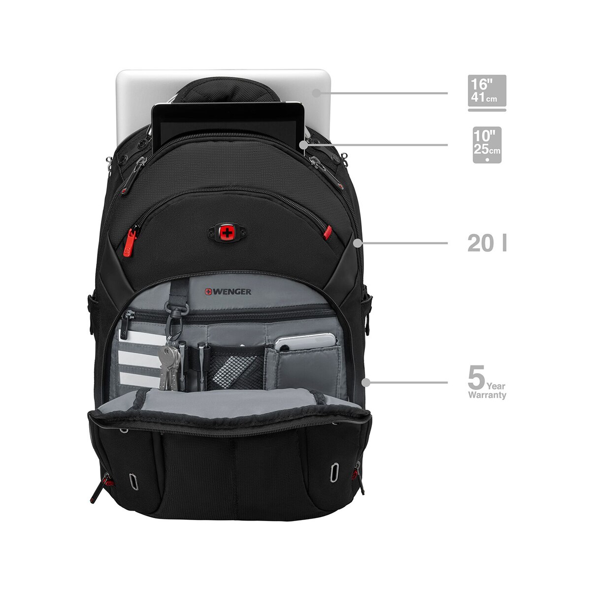 Mochila Wenger Gigabyte negra para portátiles de 16" Negro-7
