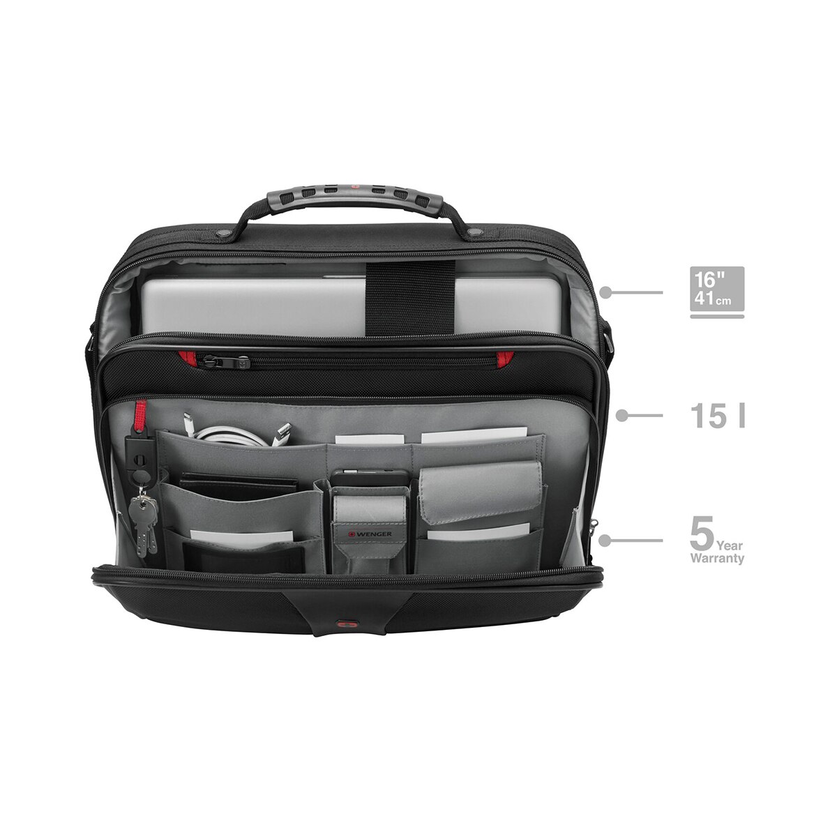 Maletín Wenger Legacy negro para portátiles de 16" Negro-9