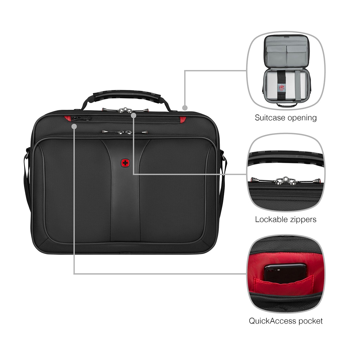 Maletín Wenger Legacy negro para portátiles de 16" Negro-10