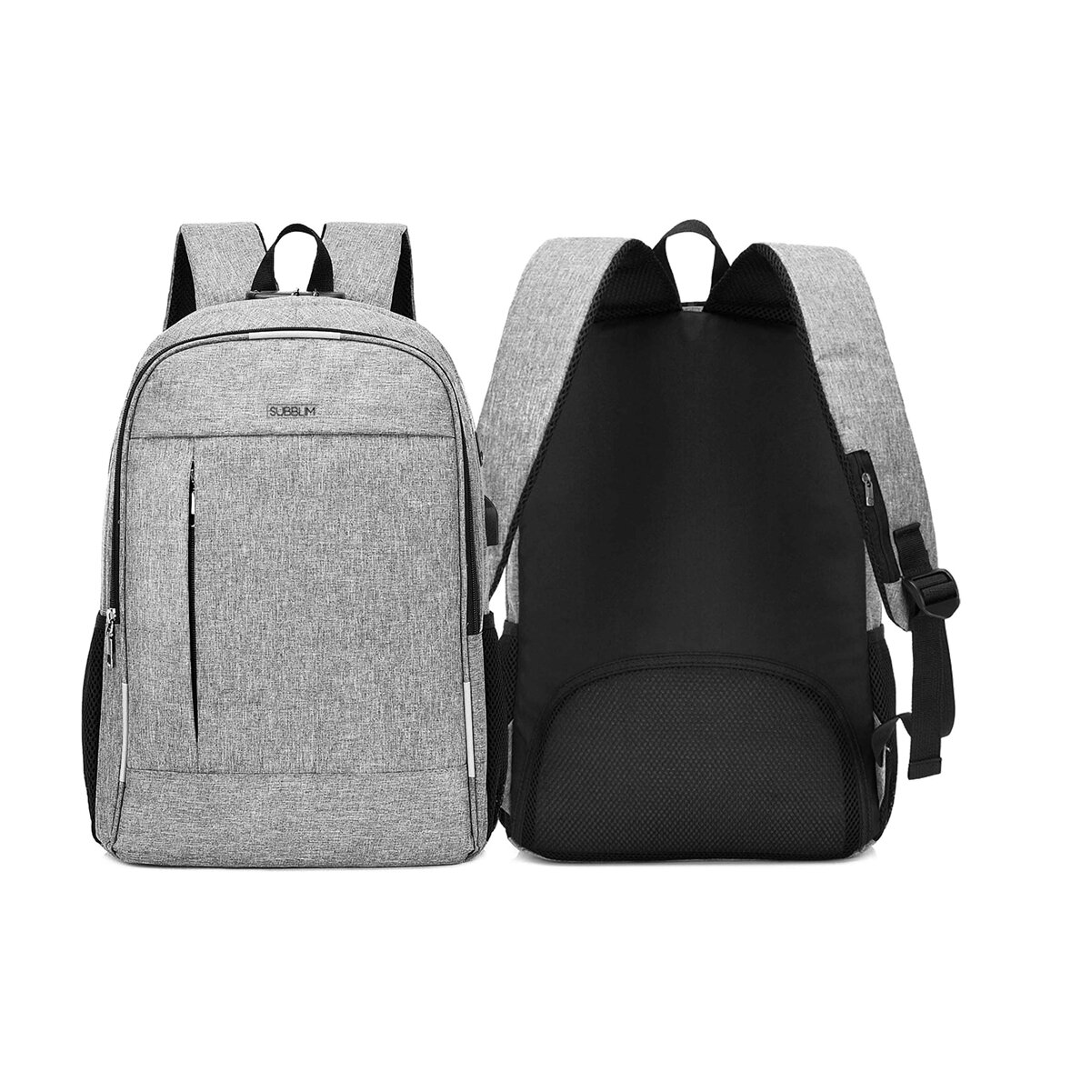 Mochila gris Subblim Urban Lock para portátiles hasta 16" Gris-2