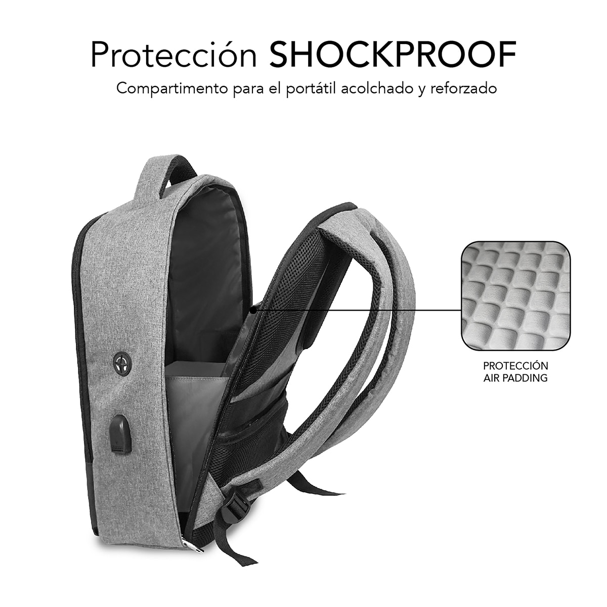 Mochila antirrobo Subblim Secure V2 AP Antitheft Backpack para portátiles hasta 15,6" - Gris / Negro Gris / Negro-5