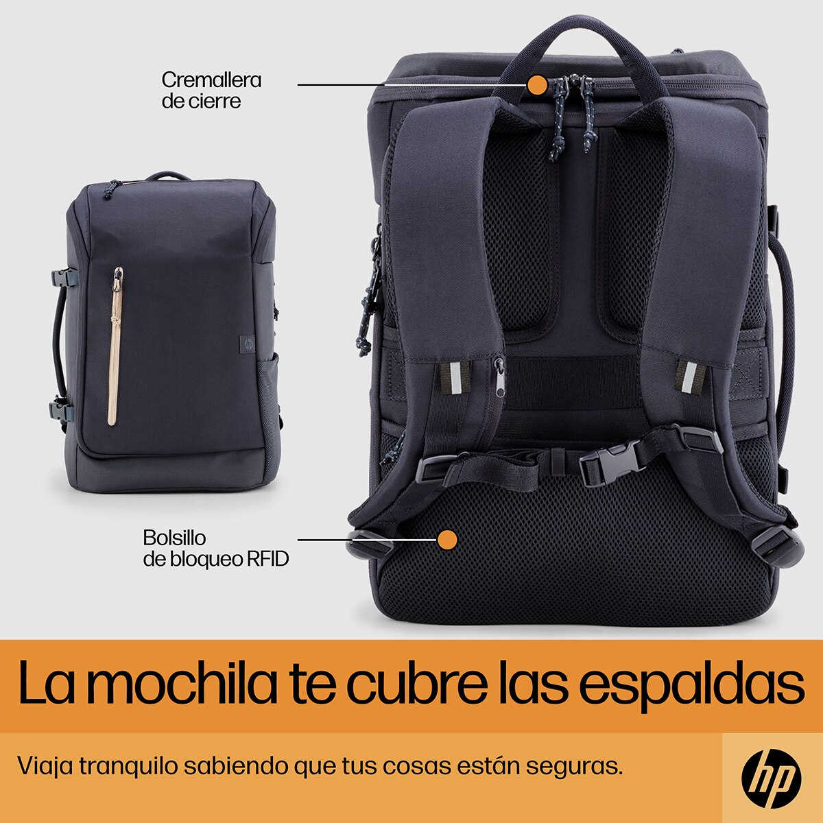 Mochila gris HP Travel 25L para portátiles hasta 15,6" - Gris oscuro Gris oscuro-4