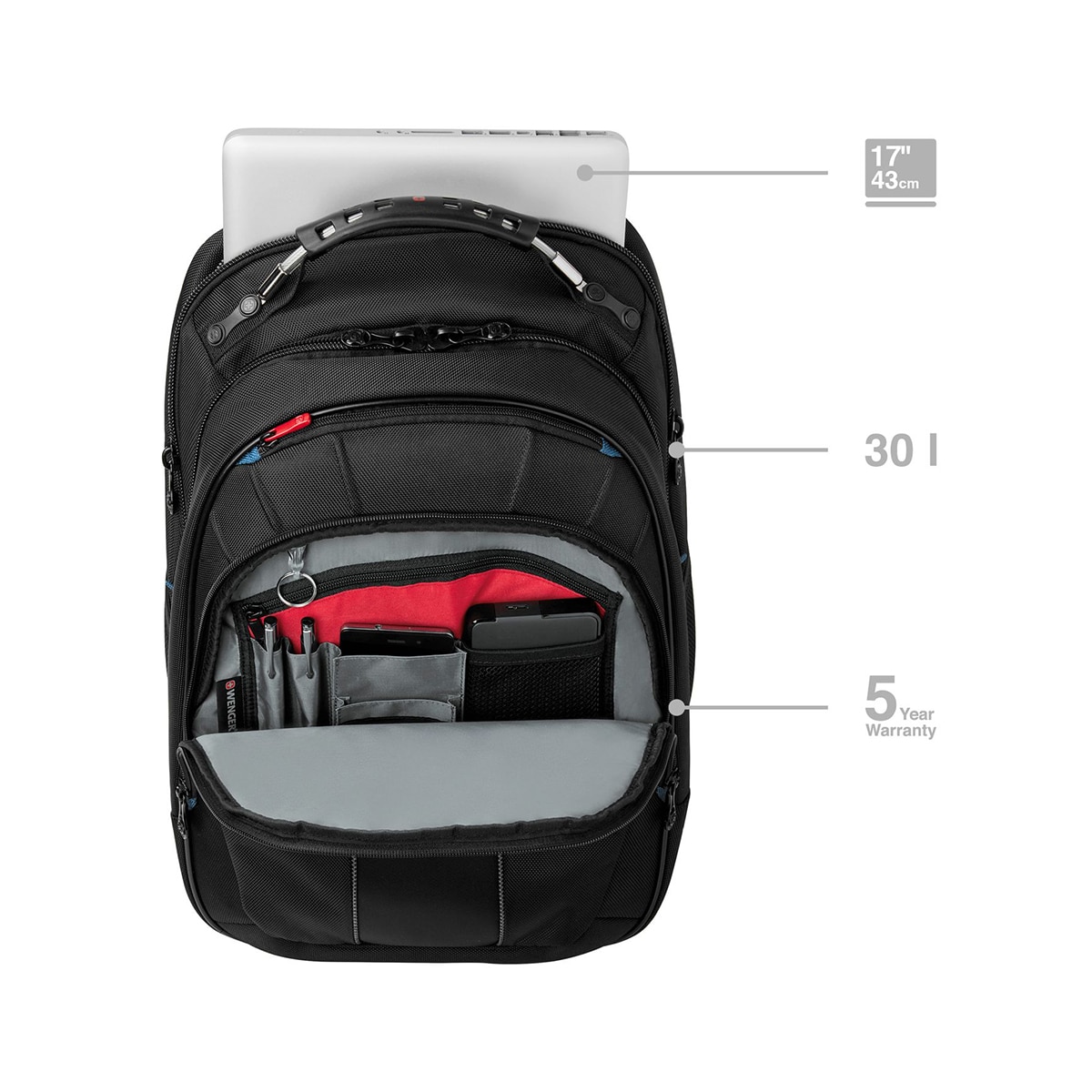 Mochila Wenger Carbon negra para portátiles de 17" Negro-11