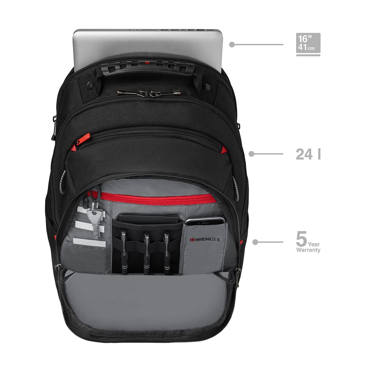 Mochila Wenger Legacy negra para portátiles de 16" Negro-10