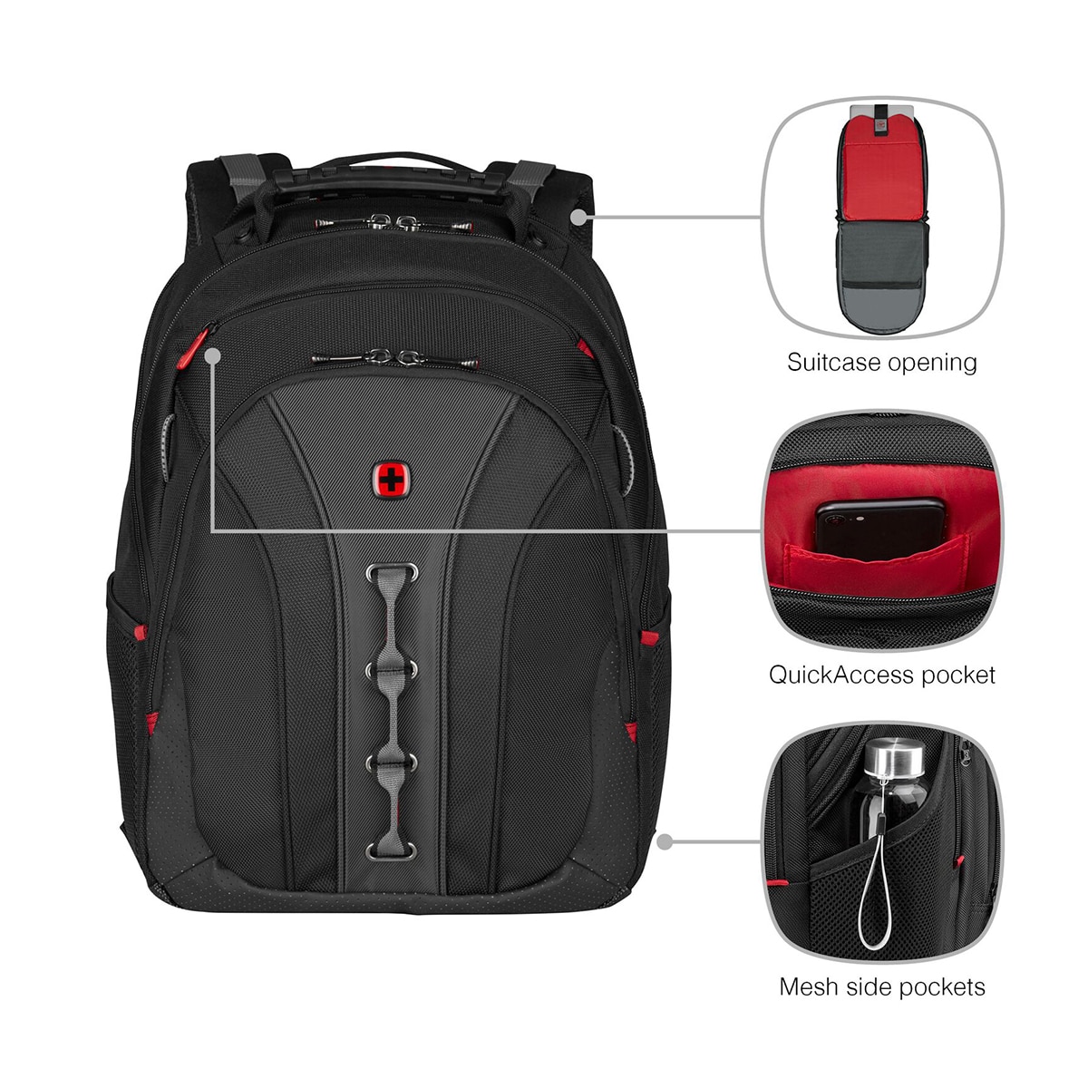 Mochila Wenger Legacy negra para portátiles de 16" Negro-11