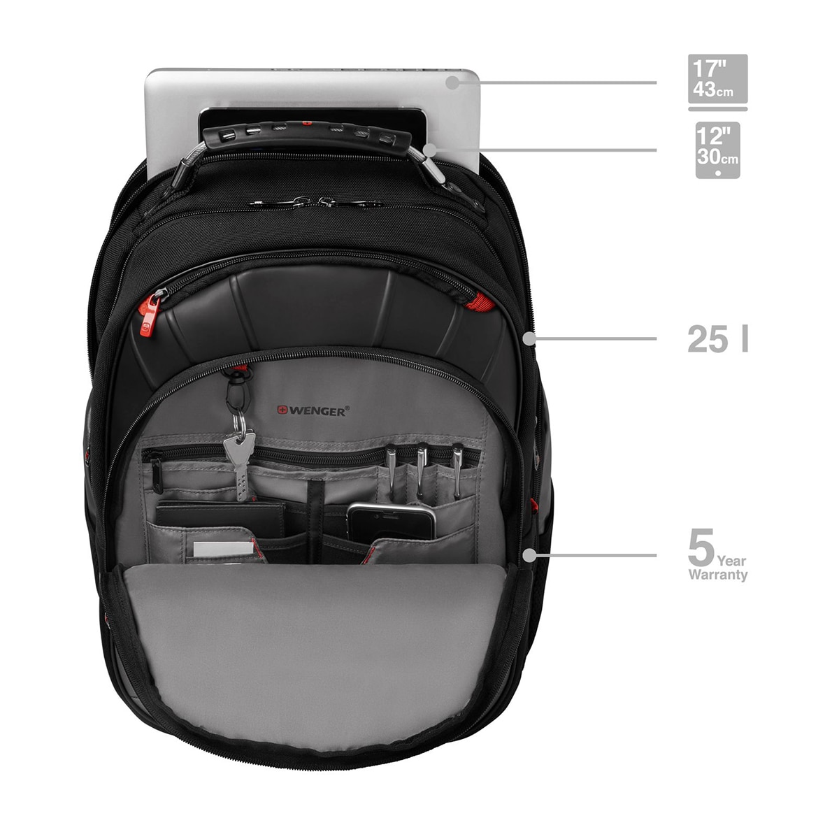 Mochila Wenger Pegasus negra para portátiles de 17" Negro / Gris-7