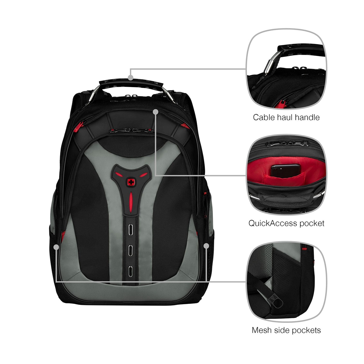 Mochila Wenger Pegasus negra para portátiles de 17" Negro / Gris-8