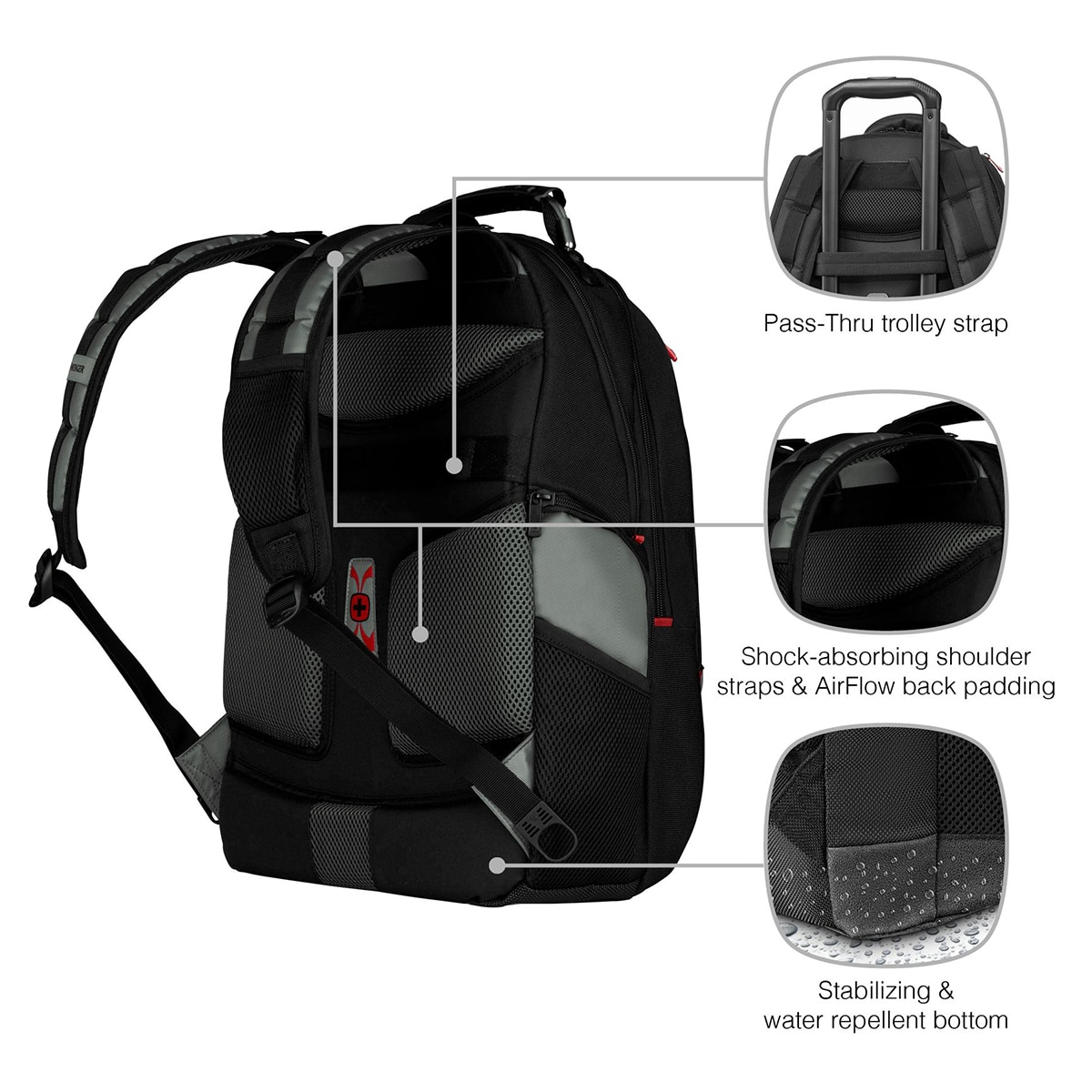 Mochila Wenger Pegasus negra para portátiles de 17" Negro / Gris-9