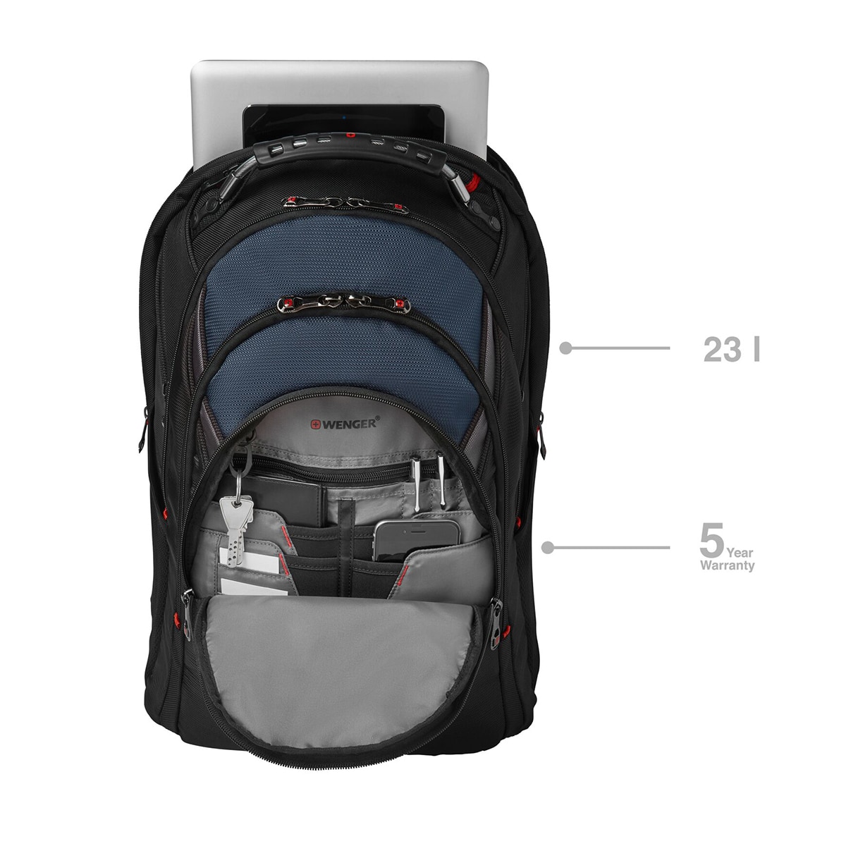Mochila Wenger Ibex negro/azul para portátiles de 17" Negro / Azul-9