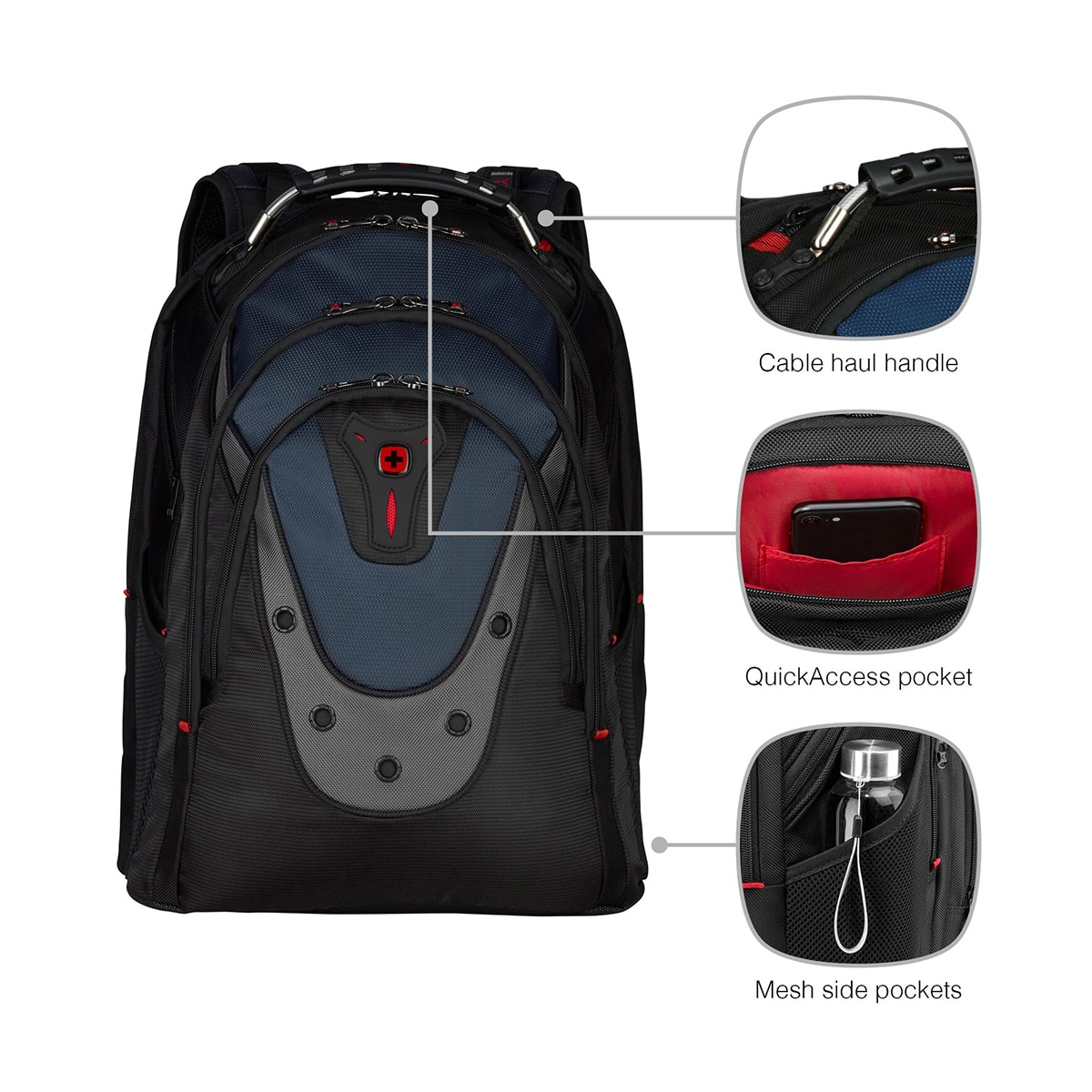 Mochila Wenger Ibex negro/azul para portátiles de 17" Negro / Azul-10
