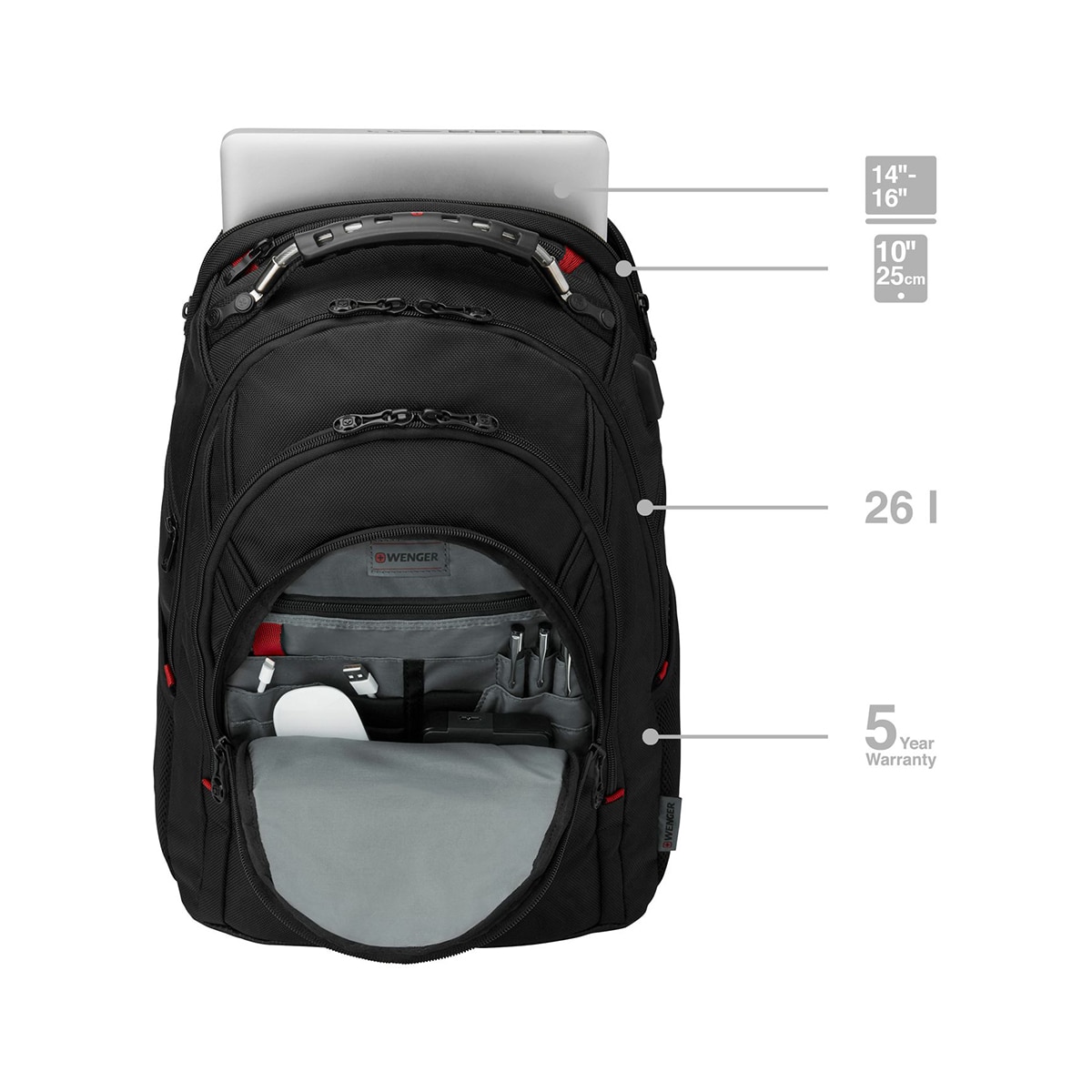 Mochila Wenger Balistic negra para portátiles de 16" Negro-12