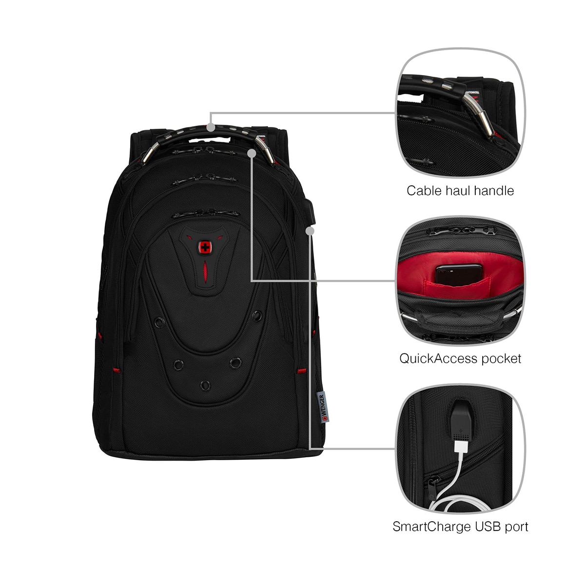 Mochila Wenger Balistic negra para portátiles de 16" Negro-13