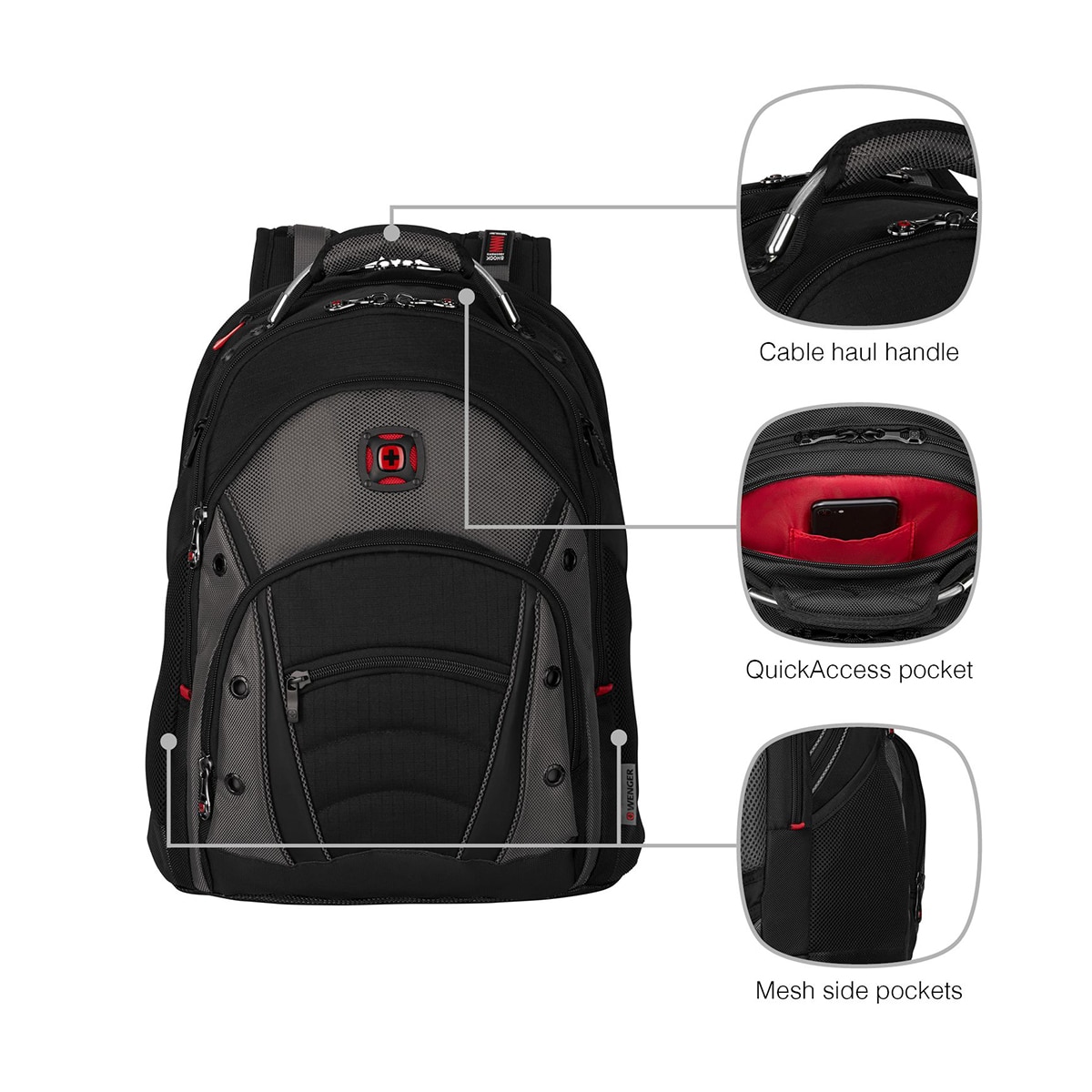 Mochila Wenger Sinergy negro/gris para portátiles de 16" Negro / Gris-9