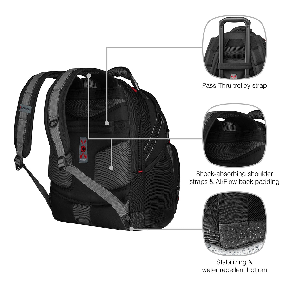Mochila Wenger Sinergy negro/gris para portátiles de 16" Negro / Gris-10