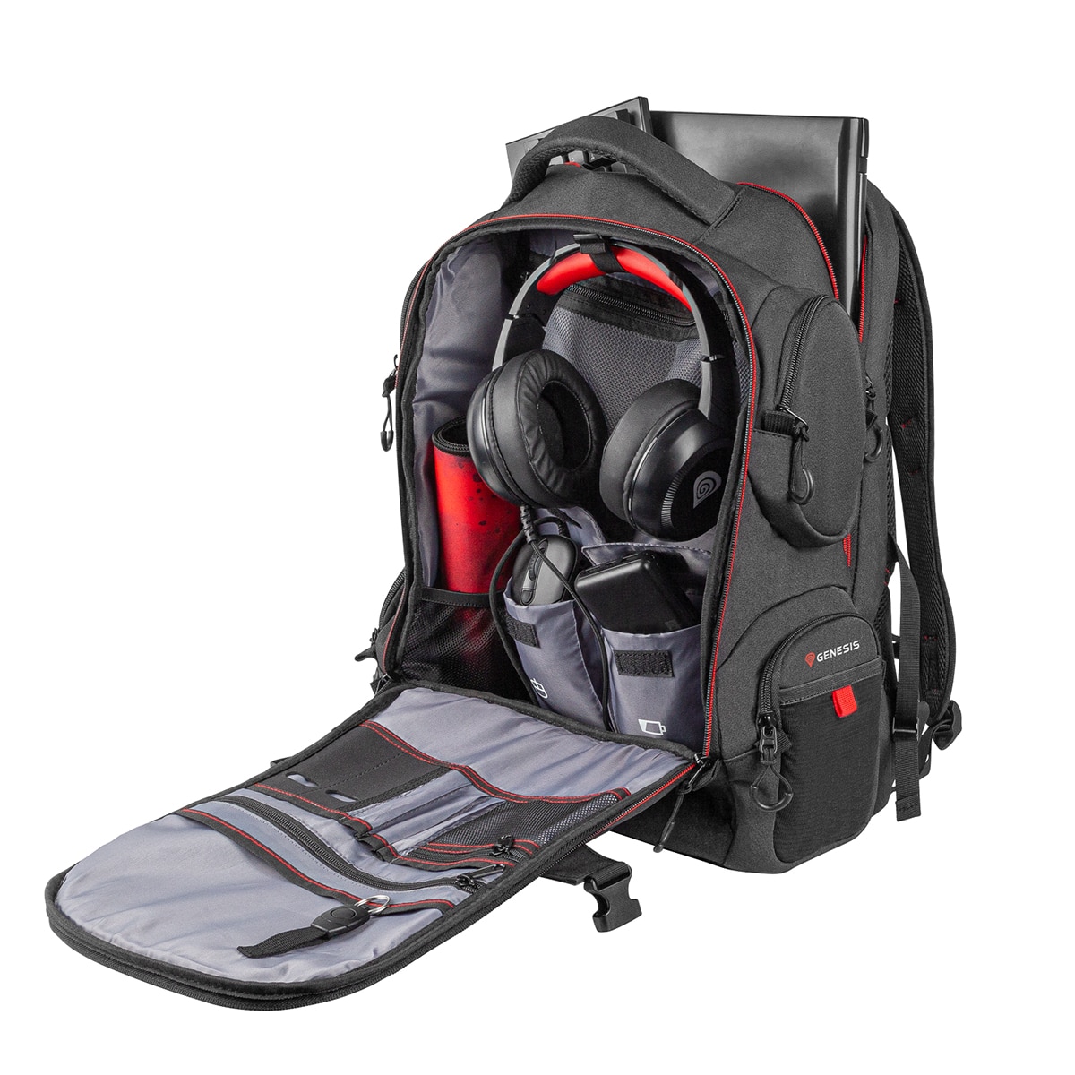 Mochila Gaming Genesis Pallad 550 negra para portátiles hasta 17,3" Negro-6