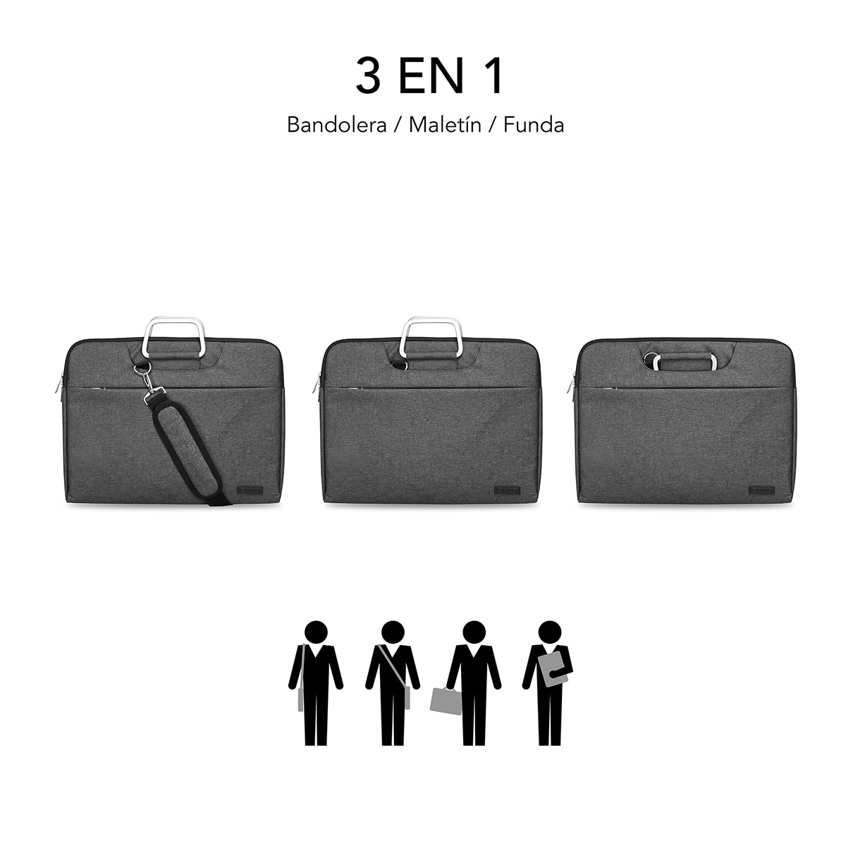 Funda gris Subblim Business Laptop Sleeve para portátiles hasta 15,6" Gris-6