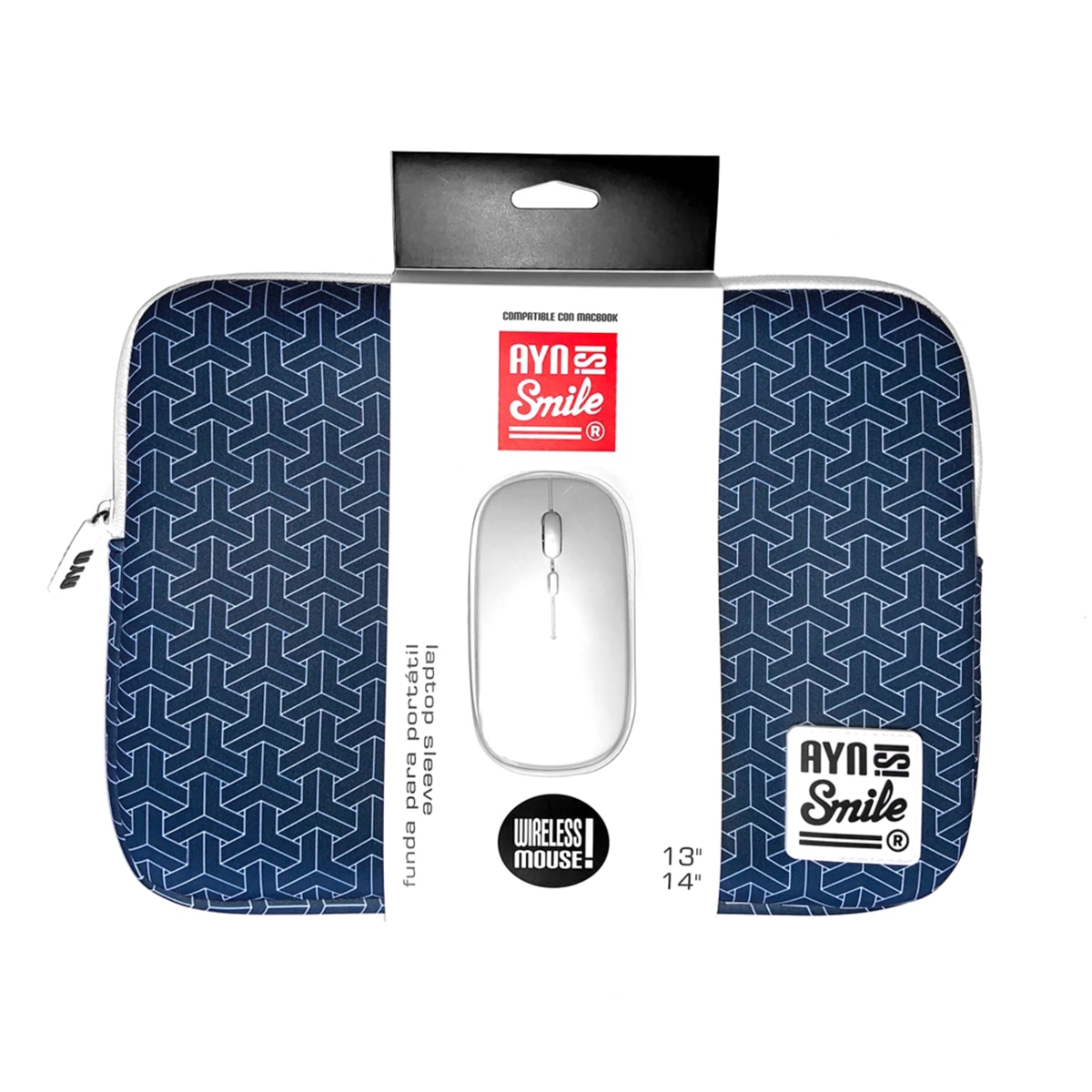 Funda Smile Kimono azul para portátiles hasta 14" + Ratón inalámbrico Azul-8