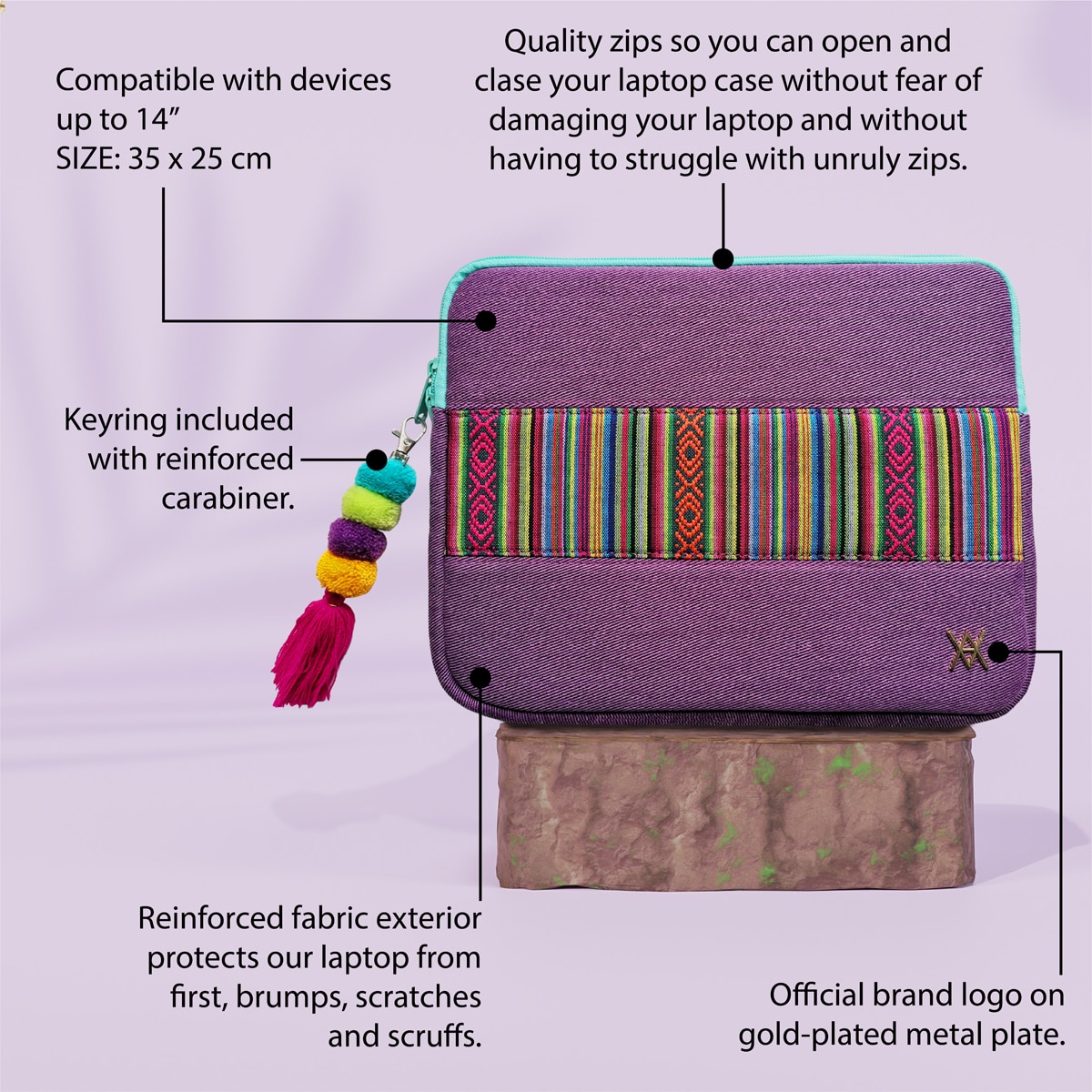 Funda Vamvam Essauira morada para portátiles hasta 14" Morado-2