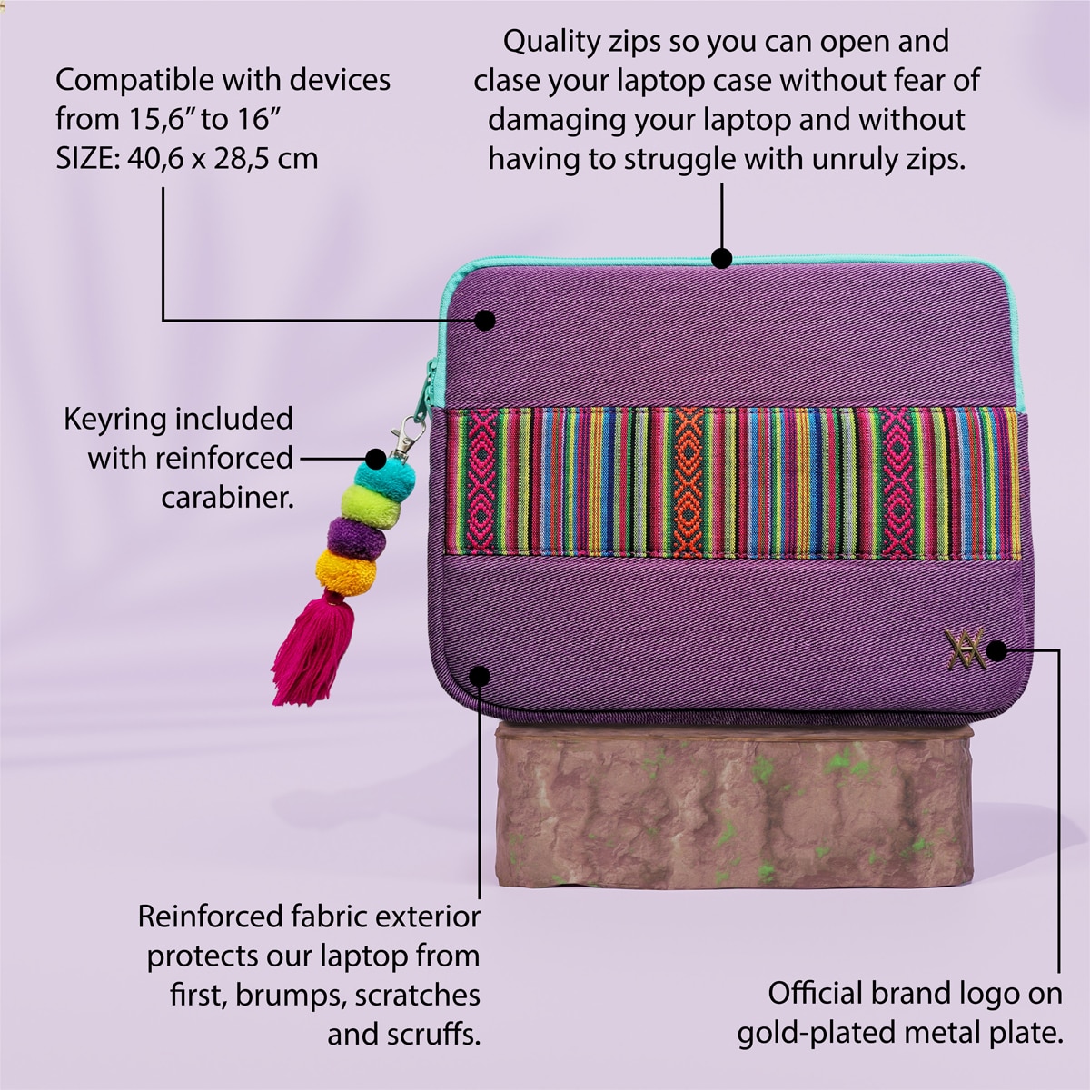 Funda Vamvam Essauira morada para portátiles hasta 16" Morado-2