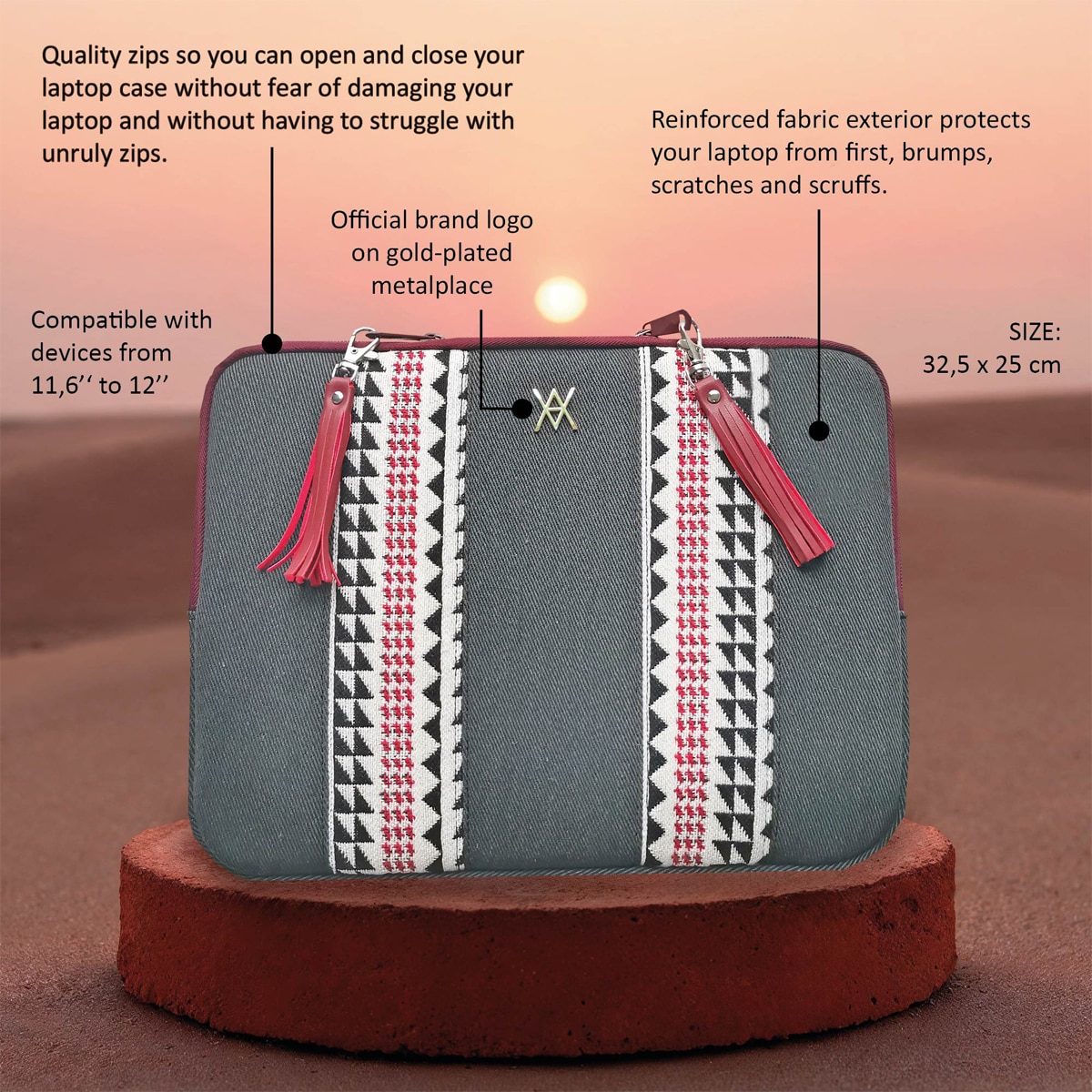 Funda Vamvam Tánger gris para portátiles hasta 12" Gris-2