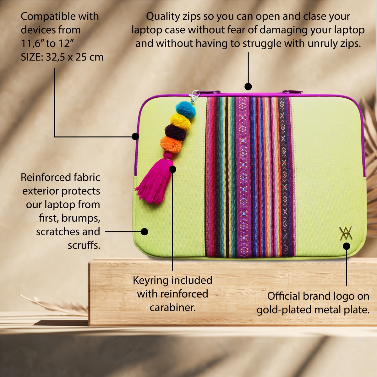 Funda Vamvam Lemonade amarilla para portátiles hasta 12" Amarillo-2