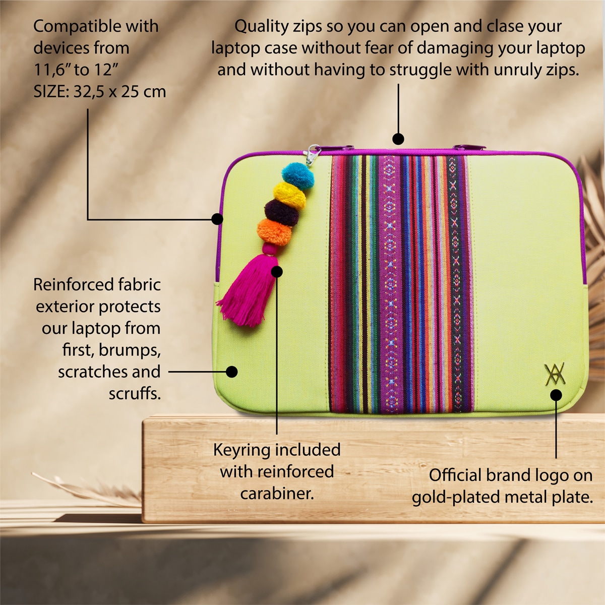 Funda Vamvam Lemonade amarilla para portátiles hasta 12" Amarillo-2