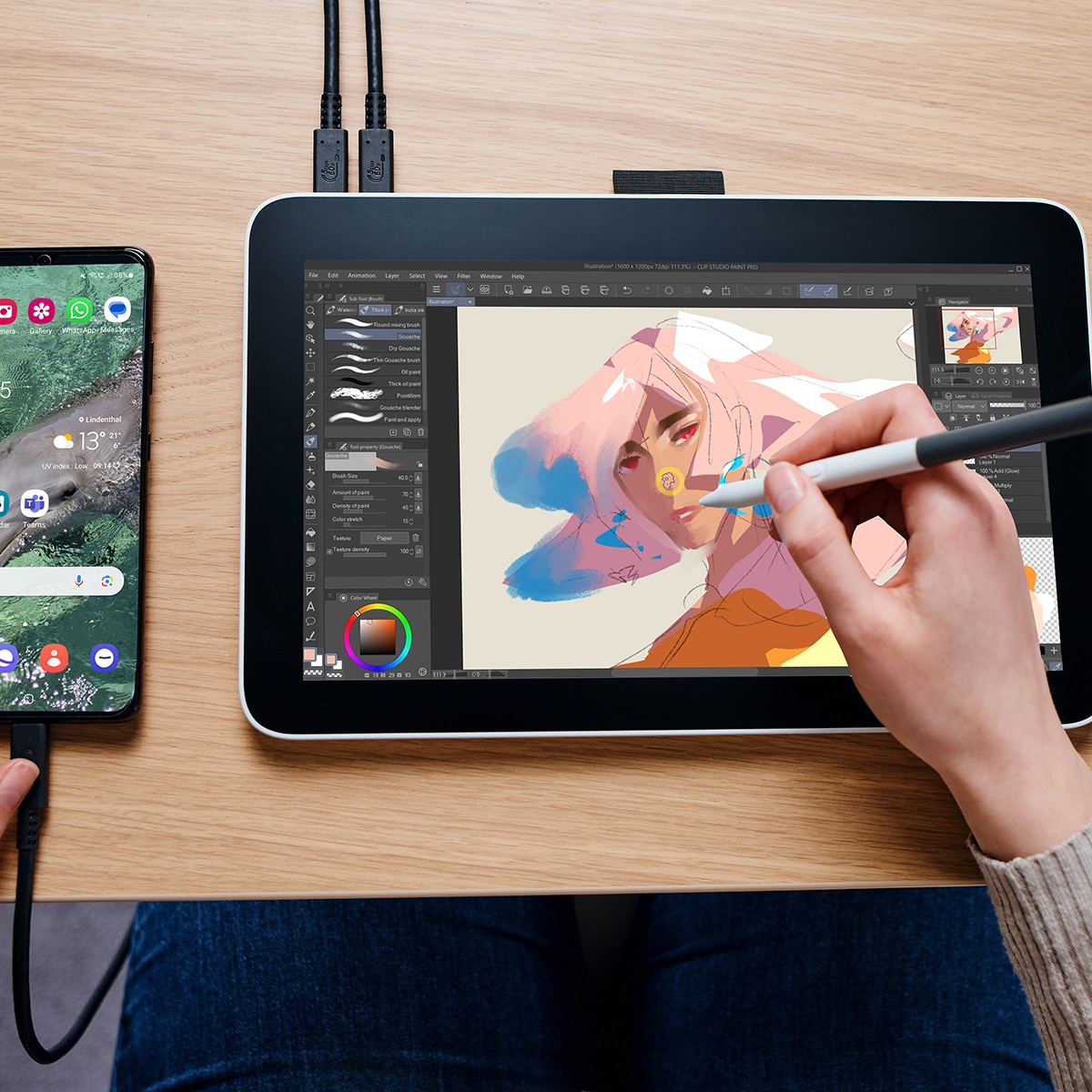 Pen Display Wacom One 12 Full HD Blanco / Negro-10