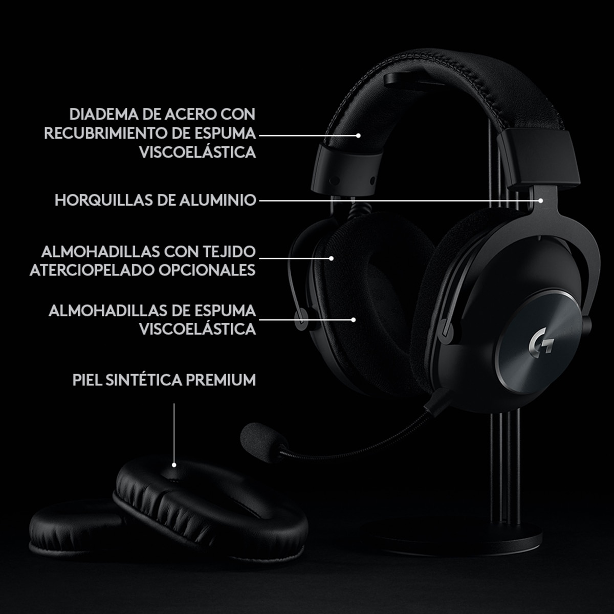 Auriculares de diadema con micrófono Logitech Gaming Pro X Wireless Negro-6
