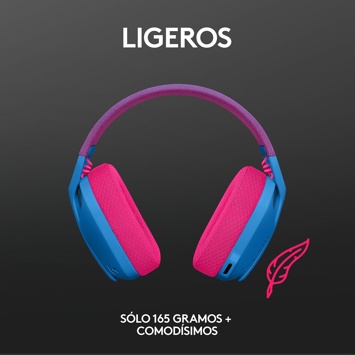 Auriculares Gaming inalámbricos Logitech Headset G435 LightSpeed Azul / Rosa-5