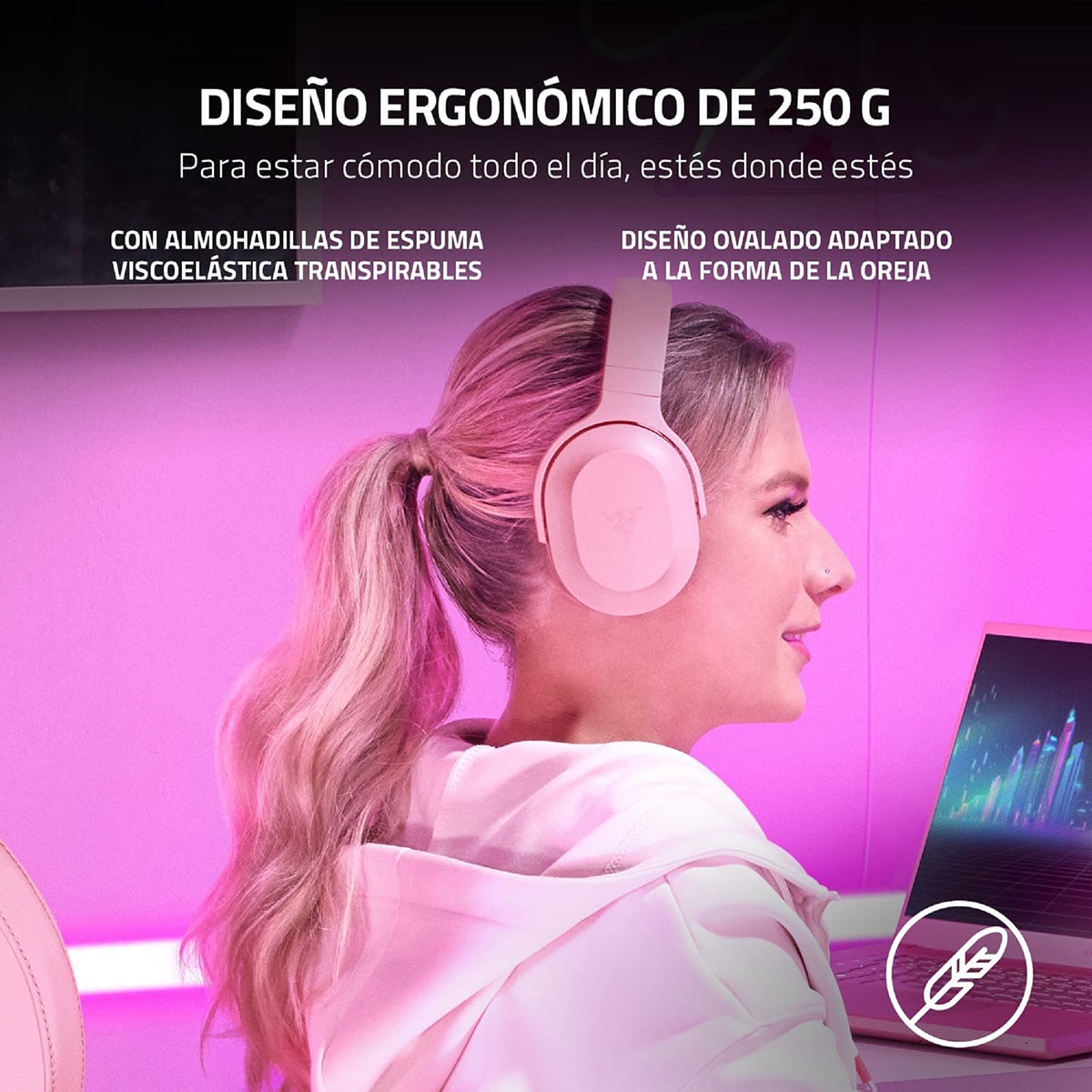 Auriculares Gaming con micrófono Razer Barracuda X Quarzt 22 inalámbricos Rosa / Gris-3