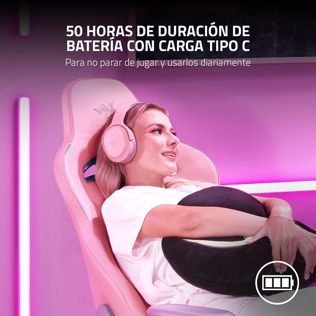 Auriculares Gaming con micrófono Razer Barracuda X Quarzt 22 inalámbricos Rosa / Gris-7
