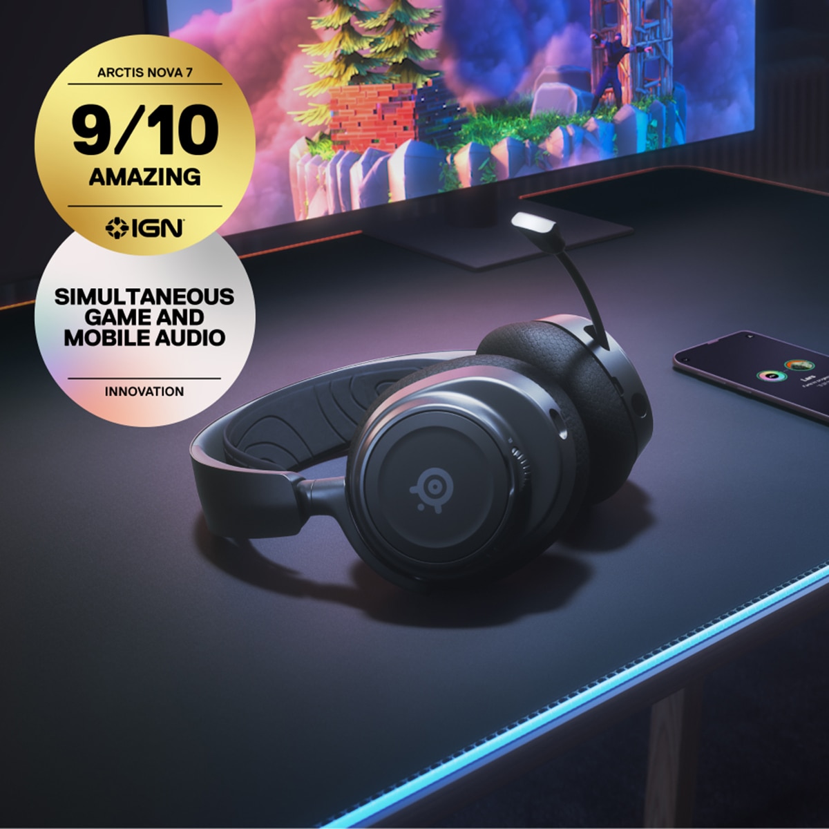 Auriculares Gaming con micrófono SteelSeries Arctis Nova 7 Wireless Negro / Rojo-5