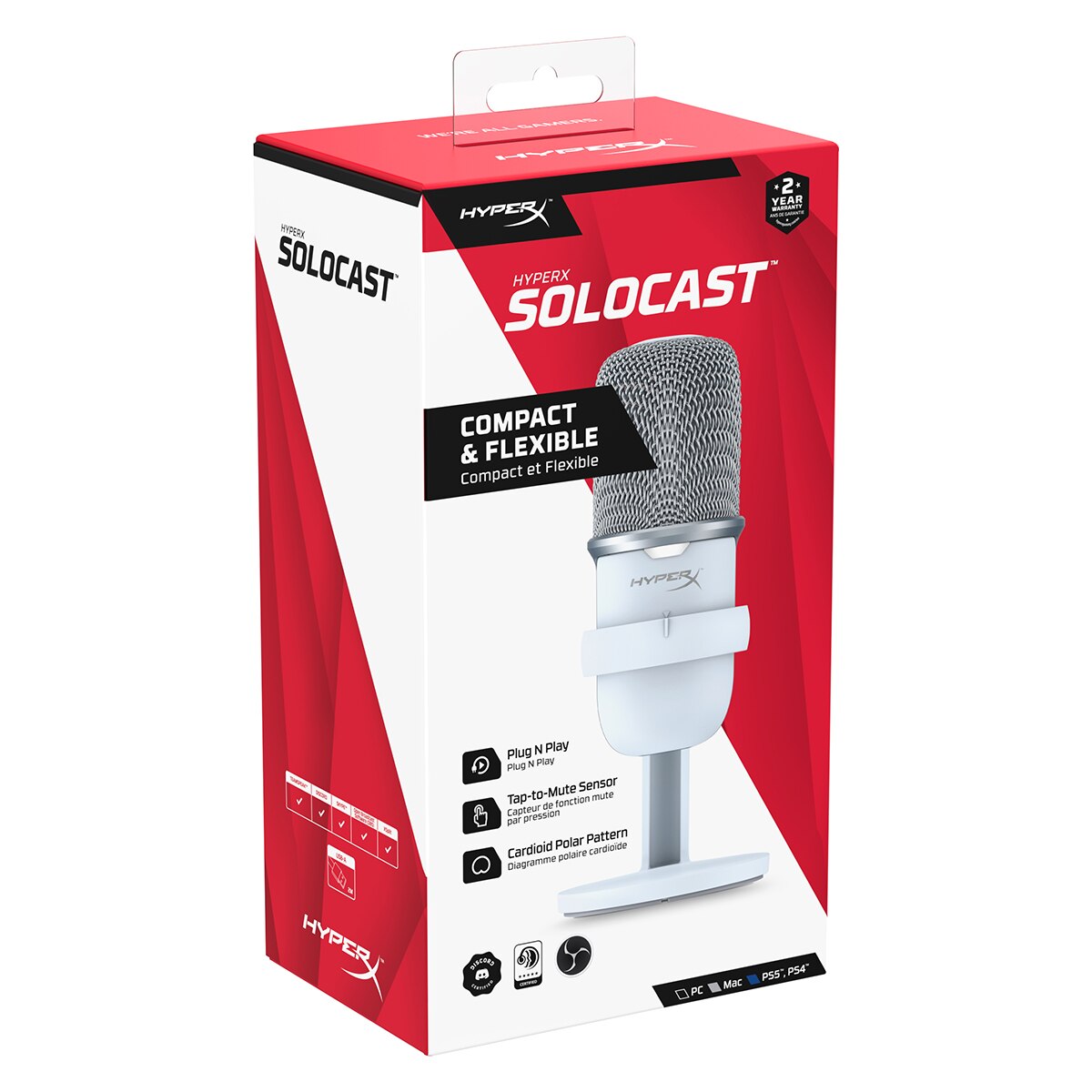 Micrófono Gaming USB de sobremesa HyperX SoloCast S Blanco Blanco-8