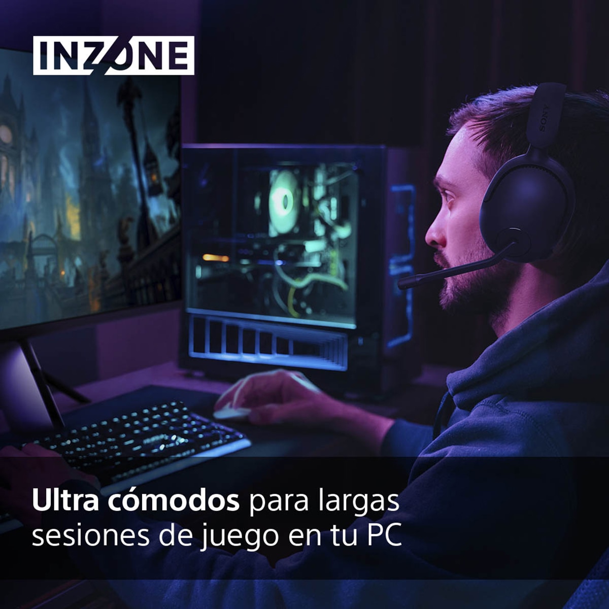 Auriculares inalámbricos para PC/PS5 Sony INZONE H5, 360 Spatial Sound, 28h de batería de baja latencia, diseño cómodo, micrófono con IA, Negro Negro-4
