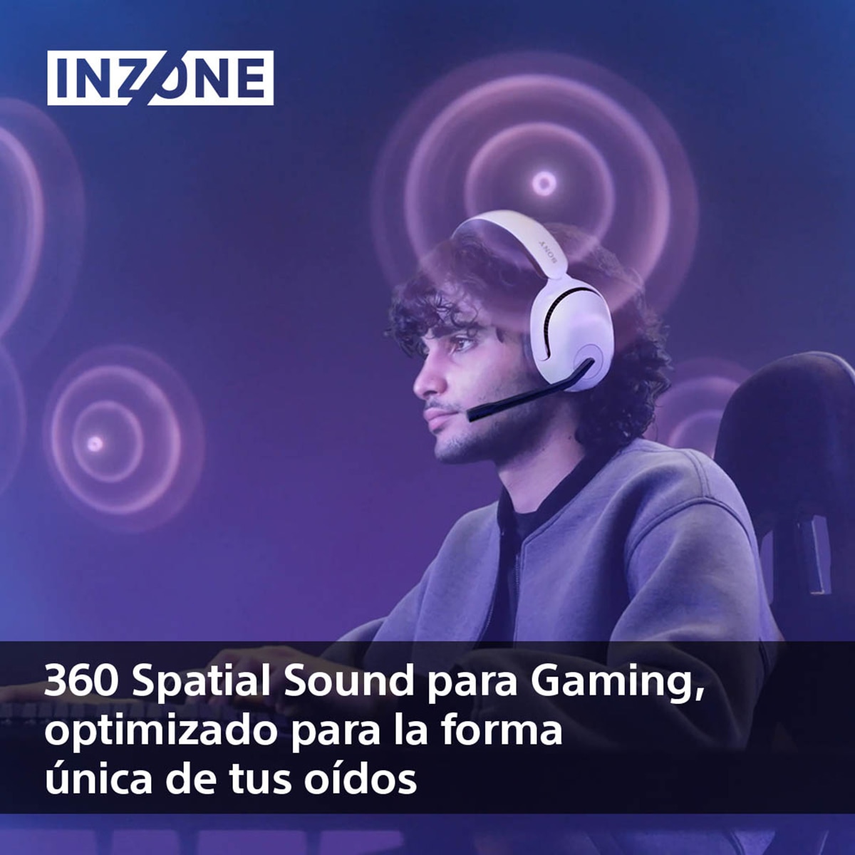Auriculares inalámbricos para PC/PS5 Sony INZONE H5, 360 Spatial Sound, 28h de batería de baja latencia, diseño cómodo, micrófono con IA, Blanco Blanco-3