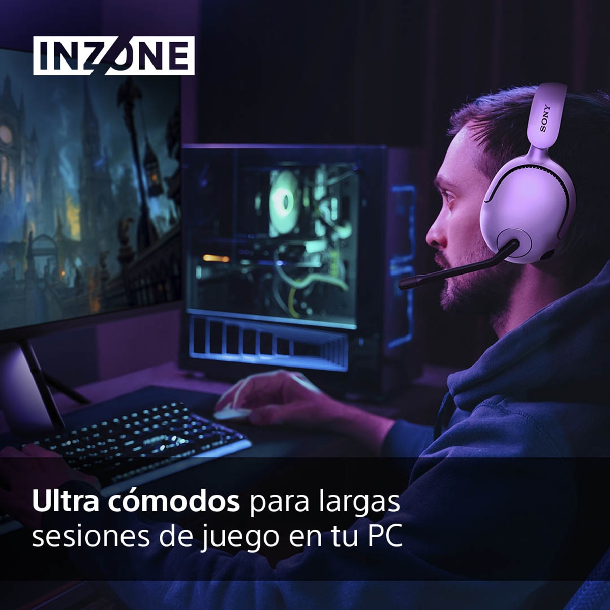 Auriculares inalámbricos para PC/PS5 Sony INZONE H5, 360 Spatial Sound, 28h de batería de baja latencia, diseño cómodo, micrófono con IA, Blanco Blanco-4