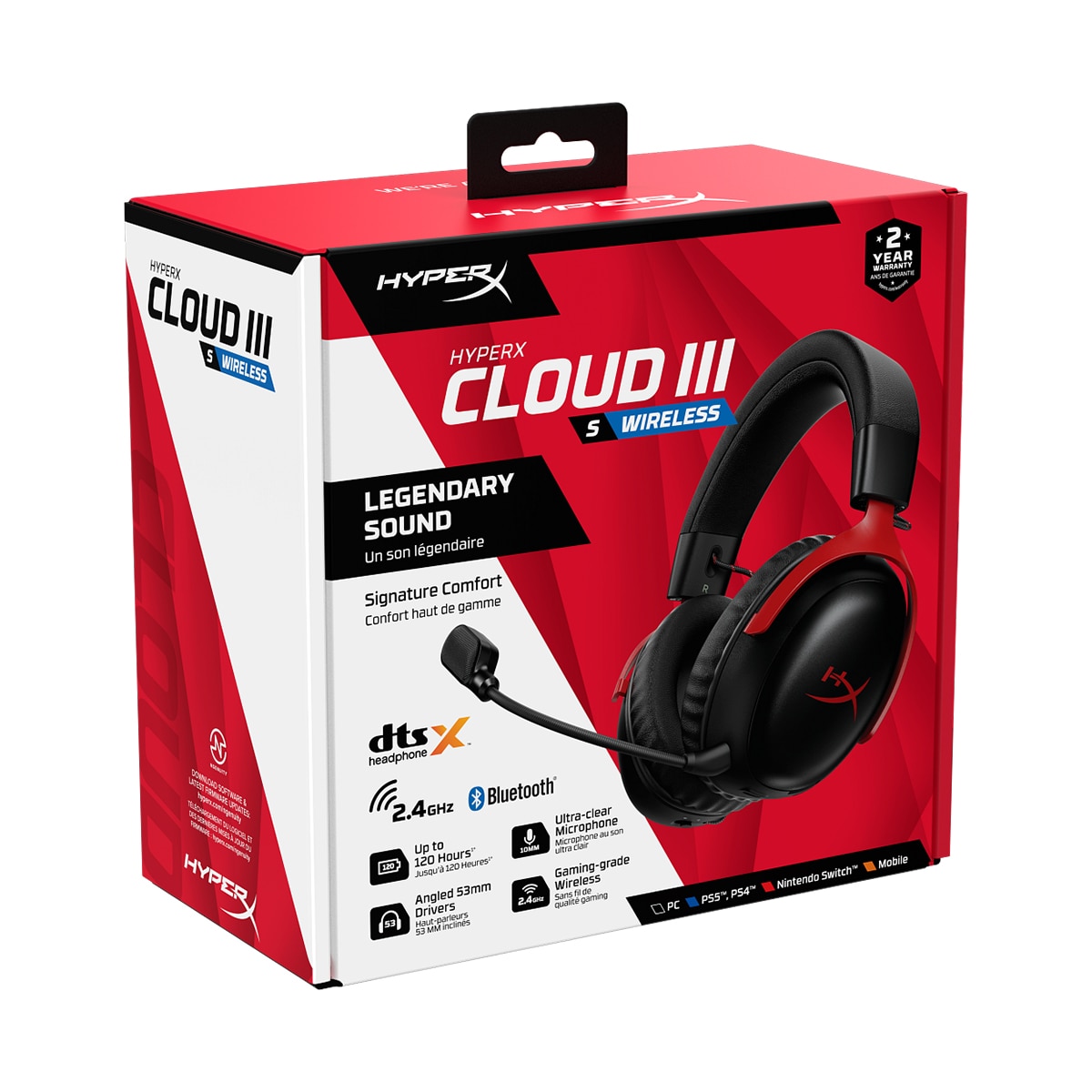 Auriculares de diadema inalámbricos HyperX Cloud III S Wireless para Gaming Negro / Rojo-3