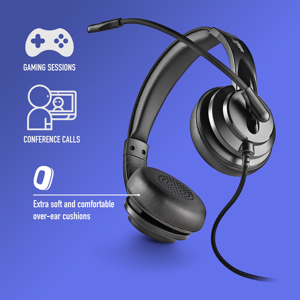 Auriculares de diadema con micrófono NGS VOX605 USB-C con adaptador USB-A Negro-6