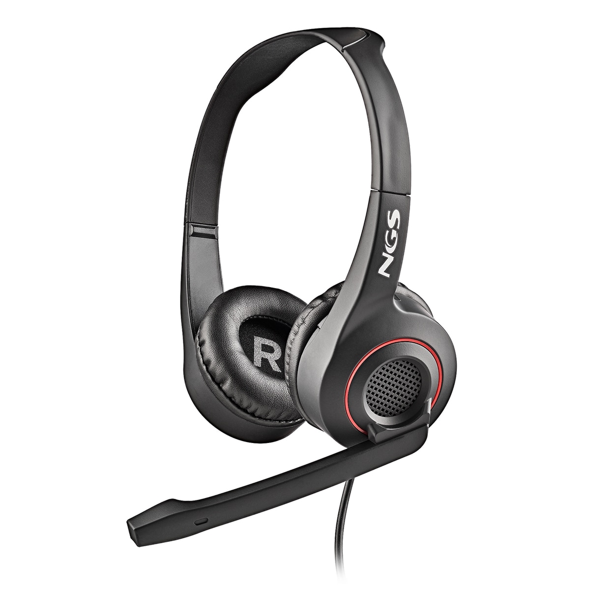 Auriculares de diadema con micrófono NGS MSX 10 PRO con micrófono ajustable, conexión Jack 3,5 mm y adaptador doble Jack Negro-1