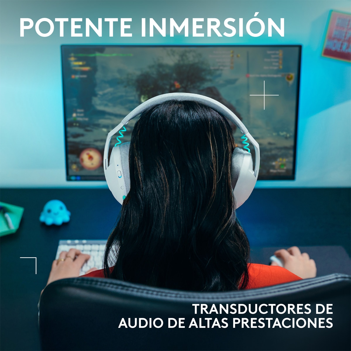 Auriculares de diadema con micrófono para Gaming Logitech 321 LightSpeed Blanco-6
