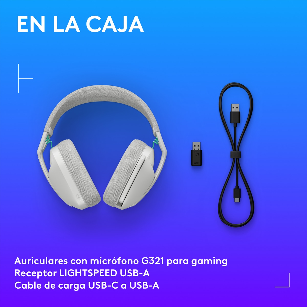 Auriculares de diadema con micrófono para Gaming Logitech 321 LightSpeed Blanco-9